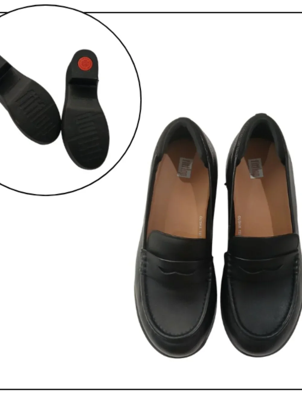 Fitflop Black Leather Platform Penny Loafers